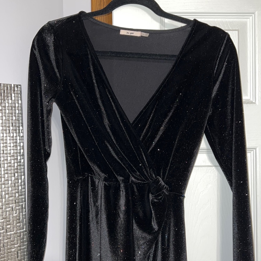 Long sleeve black, multicolor sparkle dress